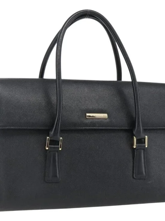 BURBERRY Hand Bag Leather Black Silver Auth ep13523 - Picture 2 of 11